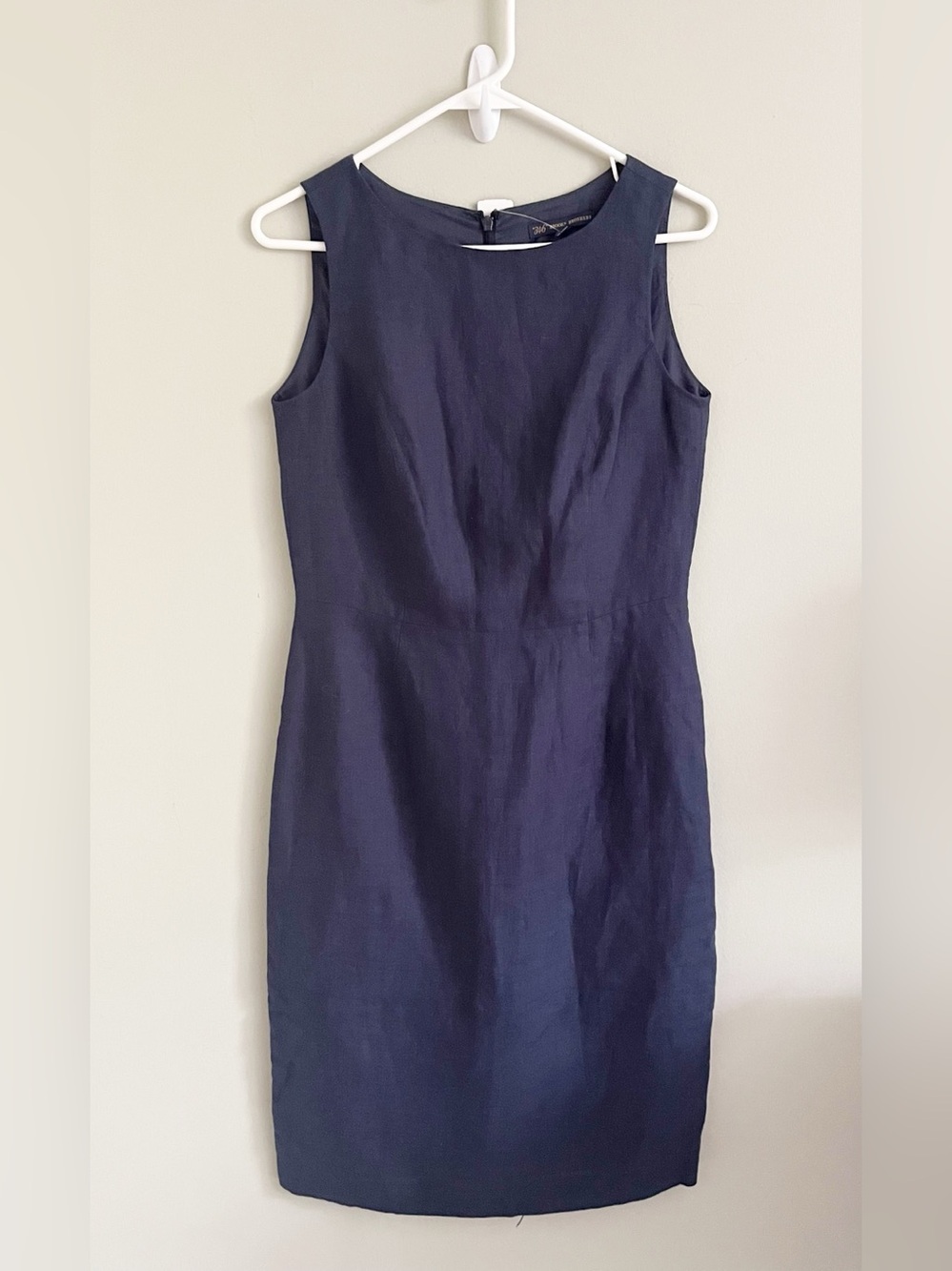 Brooks Brothers 346 navy blue sheath linen dress